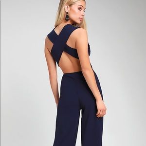 Lulu’s Black Wild Leg Crisscross Croped  Jumpsuit